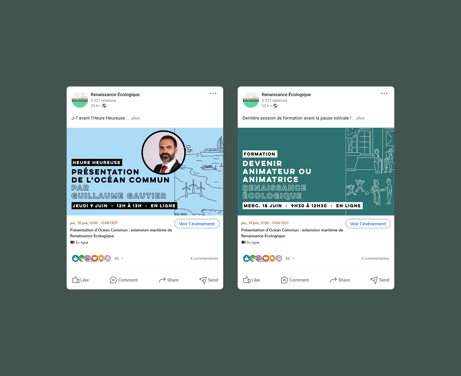 Une mise en forme a également été pensée pour illustrer les lives sur LinkedIn.