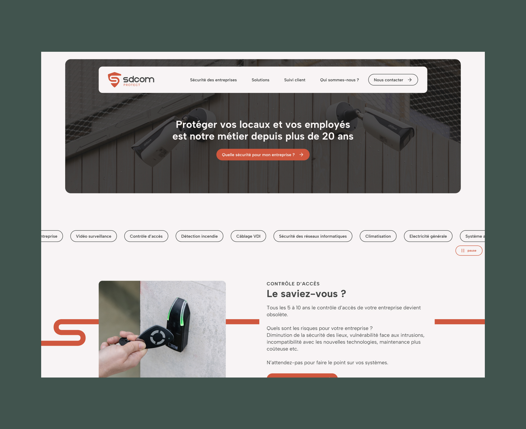Imprime écran de la page d'accueil du site réalisé